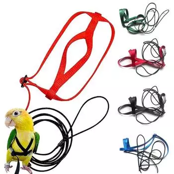 4 Colors Parrot Harness 1.2m/1.3m Pet Birds Leash Outdoor Flying Traction Straps Band Adjustable Anti-Bite Training Rope for 110-190 чёрный