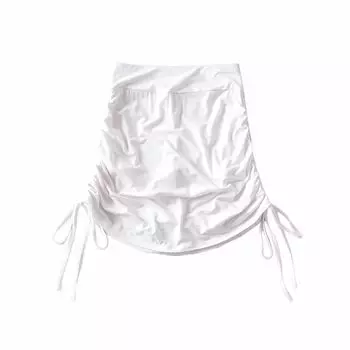 4 Colors Sexy Drawstring Ruffle Bodycon Dress Culottes Fashion Stretch Sports Shorts Internet Celebrity Yoga Fitness Hot Pants White L