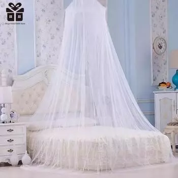 4 Colors Summer Elgant Hung Dome Mosquito Net for Double Bed Summer Polyester Mesh Fabric Home Bedroom Baby Adults Hanging Decor чёрный