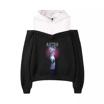 4 Colors Women s Fashion Astro Bot Anime Printed Pullovers Hoodies Sweatshirt Outdoor Casual Off Shoulder Hoodies XS темно-синий