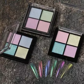 4 цвета Aurora Solid Mirror Shiny Nail Glitter Nails Uv Gel Polish Pigment Nail Art Decorations Accessories