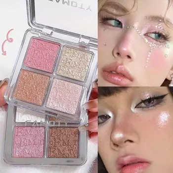 4 цвета Diamond Highlighter Powder Palette Glitter Face Contour Brighten Makeup Shimmer Illuminate Cosmetics