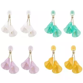 4 цвета, модные женские туфли, трехмерные цветы, висячие акриловые серьги, серьги-гвоздики из сплава White