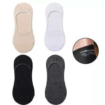 4 цвета носки женские низкие носки нескользящие плоские линии 4 пары One Size белый