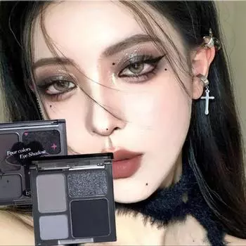 4 цвета, панк, дымчатый, крутая тонированная палитра теней для век, перламутровые матовые стойкие тени для век, черные, серые вечерние пигменты для глаз, макияж