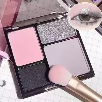 4 цвета прохладной дымчато-голубой палитры теней для век блестящие матовые розовые фиолетовые нюдовые тени для век перламутровые мерцающие тени для век хайлайтер 01