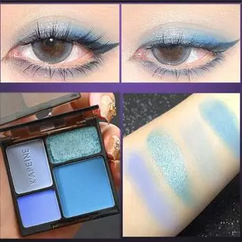 4 цвета Punk Smokey Matte Glitter Eyeshadow Long Lasting Shimmer Eye Shadow Makeup Palette Cool Toned Black Blue Eye Pigment