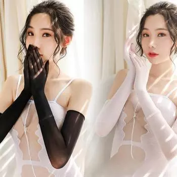 4 цвета, сексуальные перспективные женские шелковые перчатки с длинным рукавом для свадьбы, вечерние перчатки для женщин белый