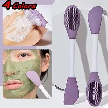 4 цвета, силиконовая щетка для маски с двойной головкой, массажная щетка для чистки лица, скребок для грязевой пленки, многофункциональный инструмент для ухода за лицом, красота 1PCS абрикосовый