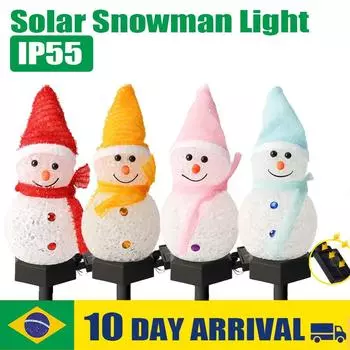 4 цвета, солнечные рождественские светильники со снеговиком, подключаемые к земле, без счета, уличные, крытые, для виллы, газона, сада, декоративные атмосферные светодиодные фонари