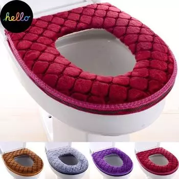 4 цвета, удобные плюшевые аксессуары для ванной комнаты, коврик для сиденья для унитаза, коврик для домашнего декора красный