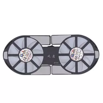 4-цветная охлаждающая подставка для ноутбука, складная подставка для ноутбука, двухвентиляторный радиатор с большим объемом воздуха, теплоотвод чёрный