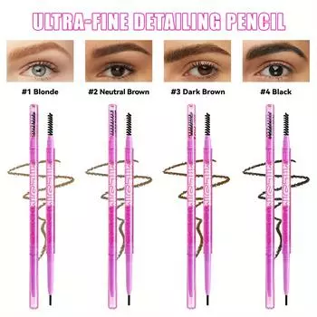 4-цветный двухсторонний карандаш для бровей, ультратонкий карандаш для бровей, натуральный, стойкий, очень тонкий карандаш для бровей Wild