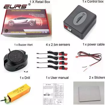 4 датчика зуммер 16,5 мм датчик парковки автомобиля комплект радар заднего хода звуковой сигнал индикатор зонд система серебристый/белый/черный/серый