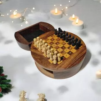 4 дюйма, деревянные круглые шахматы ручной работы, карманные мини-игры для путешествий, персонализированные настольные игры, индивидуальные подарки для папы, мужчин и женщин, на Рождество, день рождения детей