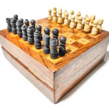 4 дюйма, деревянные квадратные шахматы ручной работы, мини-карманные, для путешествий - персонализированные настольные игры, индивидуальные подарки для пап, мужчин, женщин, на Рождество, детей, на день рождения
