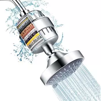 4-дюймовая пятискоростная душевая головка Booster Shower с фильтром Бытовая верхняя душевая головка для ванной комнаты Душевая головка серебряный