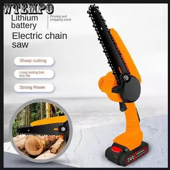 4-дюймовая ручная мини-электрическая цепная пила, перезаряжаемая литиевая одноручная пила, электропила для обрезки лесозаготовок 4 inch жёлтый