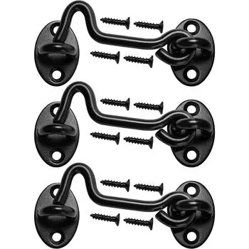 4-дюймовая защелка для раздвижной двери, защелка с крючком и винтами, устойчивая к ржавчине металлическая защелка для ворот, защелка для конфиденциальности, крючки для внутренней двери D