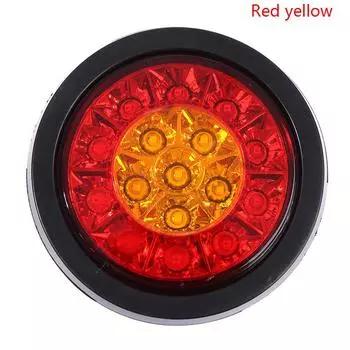 4-дюймовые круглые красные/янтарные 16-светодиодные задние фонари для грузовых автомобилей с прицепом, стоп-сигналом поворота и стоп-сигналом Yellow Red