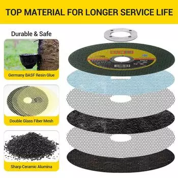 4-дюймовый 107-миллиметровый диск для резки металла, шлифовальный диск из смолы для нержавеющей стали, угловая шлифовальная машина, режущее лезвие дисковой пилы 107mm&16mm&1.2mm&Metal Cutting