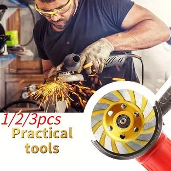 4-дюймовый алмазный шлифовальный круг с 6 отверстиями, сегментный шлифовальный станок, чашка, диск, бетон, гранитный камень, керамический режущий шлифовальный диск, инструмент 1pcs золотой