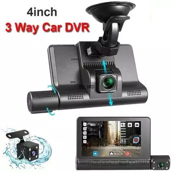 4-дюймовый автомобильный видеорегистратор, видеорегистратор для автомобилей, 3 объектива, видеорегистратор, зеркало, черный ящик, IPS 1080P HD сенсорный экран, автомобильные аксессуары None