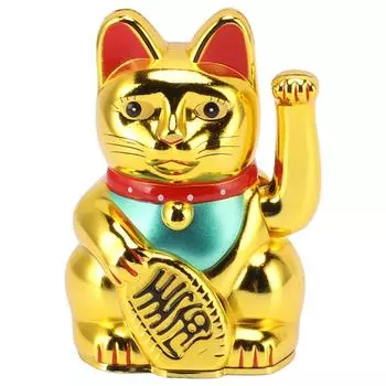 4-дюймовый декоративный кот Lucky Cat, машущий рукой, приветственный кот для домашнего стола, украшение для подарка, золото золотистый