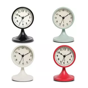 4-дюймовый круглый будильник, бесшумный, не тикающий, настольный, прикроватный, дорожный будильник с ночником красный