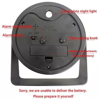 4-дюймовый легкий роскошный вращающийся металлический будильник с ночной подсветкой на циферблате; Украшение дома, праздничные подарки, без батареек