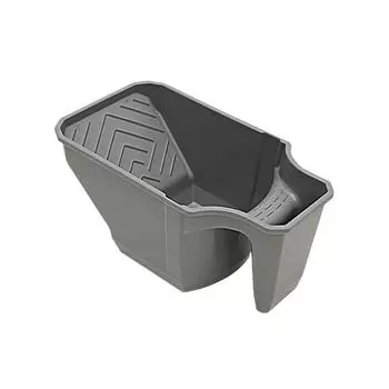 4-дюймовый ручной стаканчик для краски с держателем валика - прочный полипропиленовый материал, большая емкость, удобный для кистей и валиков серый