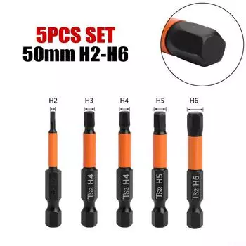 /4-дюймовый шестигранный бит, 5 шт., отвертки H2-H6