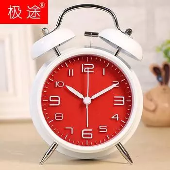 4-дюймовый трехмерный цифровой будильник, креативный классический, тихий, студенческий, громкий, двойной звонок белый