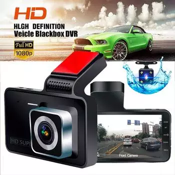 4-дюймовый видеорегистратор сверхвысокой четкости 1080P, 170-градусный широкоугольный передний и задний видеорегистратор с двойной записью, видеорегистратор ночного видения Single lens чёрный