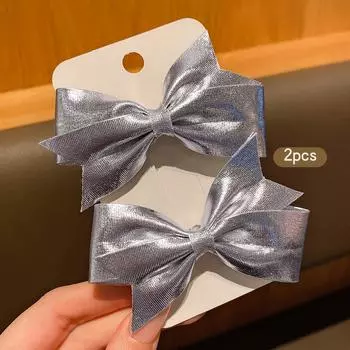 4 fashionable bow hair clips in gold and silver, suitable for daily use as hair accessories