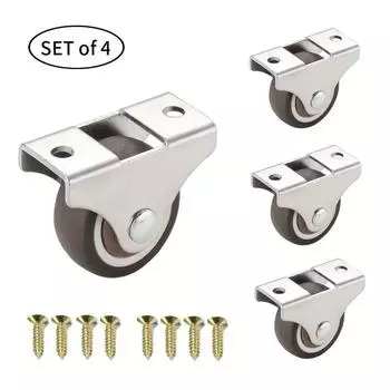4 фиксированных резиновых ролика из TPR с верхней пластиной, 1 дюйм(25мм), Колеса простой кофе подшипника термопластичные резиновые для перемещать мебель бесшумно и плавно