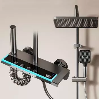 4 функции смеситель для душа в ванной комнате цифровой дисплей температуры душевая система горячий холодный душ смесители давление краны