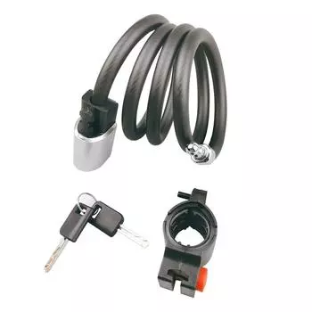 4-футовая противоугонная катушка для велосипедного замка с монтажным кронштейном и ключами чёрный