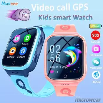 4 г детские умные часы с камерой Sos, водонепроницаемые GPS, Wi-Fi, монитор для видеозвонков, трекер местоположения, умные часы, детские часы