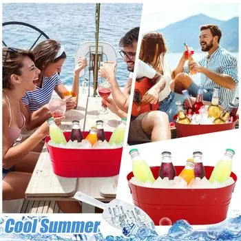 Большие ведра для льда на 4 галлона с совком для льда для вечеринок, ванна для винных напитков с ручкой для переноски для дома/бара, пива, шампанского, коктейлей, охлаждающие принадлежности One Size
