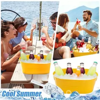 Большие ведра для льда на 4 галлона с совком для льда для вечеринок, ванна для винных напитков с ручкой для переноски для дома/бара, пива, шампанского, коктейлей, охлаждающие принадлежности One Size