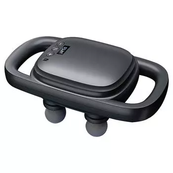 4 головки массажного пистолета перкуссионный массажный пистолет ЖК-дисплей для спины ноги шеи плеча Black