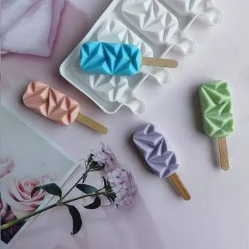 4-Grid Chocolate Ice Cream Silicone Mold Juice Ice Cream Dessert Irregular Stripe Shaped Baking Tool Diy Kitchen Utensils белый