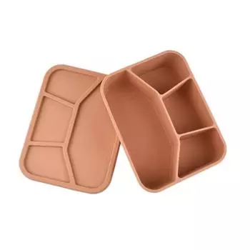 4 Grids Silicone Divided Lunch Box Fresh-keeping Picnic Fresh Box Food Storage Container Picnic