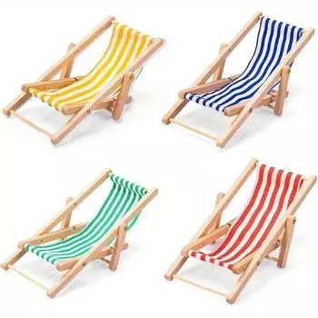 4-х компонентный деревянный пляжный стул модель складной деревянный пляжный стул кукольный домик мебель DIY сказочный садовый декор комплект