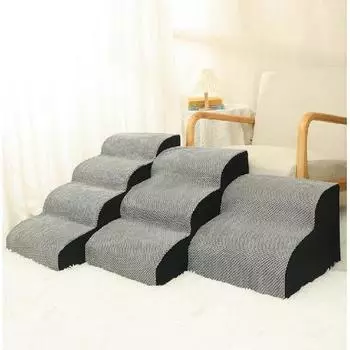 4-х ярусные ступеньки для собак Прочные лестницы для домашних животных Пена высокой плотности Лестница для собак Пандус для кровати или дивана Нескользящая лестница для собак для собак с короткими ногами Пожилые раненые S