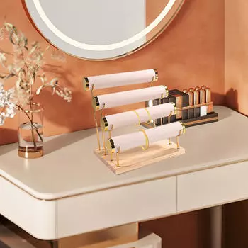 4-х ярусный держатель браслета отображает съемную подставку для браслета с ожерельем для часов бежевый