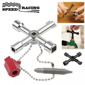 4-х сторонний крестовой ключ для электрического шкафа, ключ для коммунальных услуг, треугольный ключ, сантехнические ключи для крана, газового счетчика, клапана, кранов, открытие чёрный