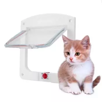 4-х сторонняя запирающаяся дверца для кошек для внутренних и наружных дверей, всепогодные дверцы для кошек и собак, подходящие для окон и стен 4 Вт белый