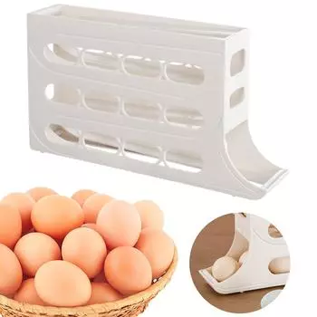 4-х уровневая автоматическая прокручивающаяся полка для яиц, большая вместимость холодильника, ящик для хранения яиц, экономит место в холодильнике жёлтый